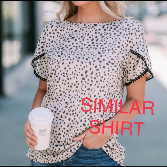 ruffle shirt polka dot shirt XL NWT Reb in J. White black exaggerated ruffle top - Picture 4 of 16